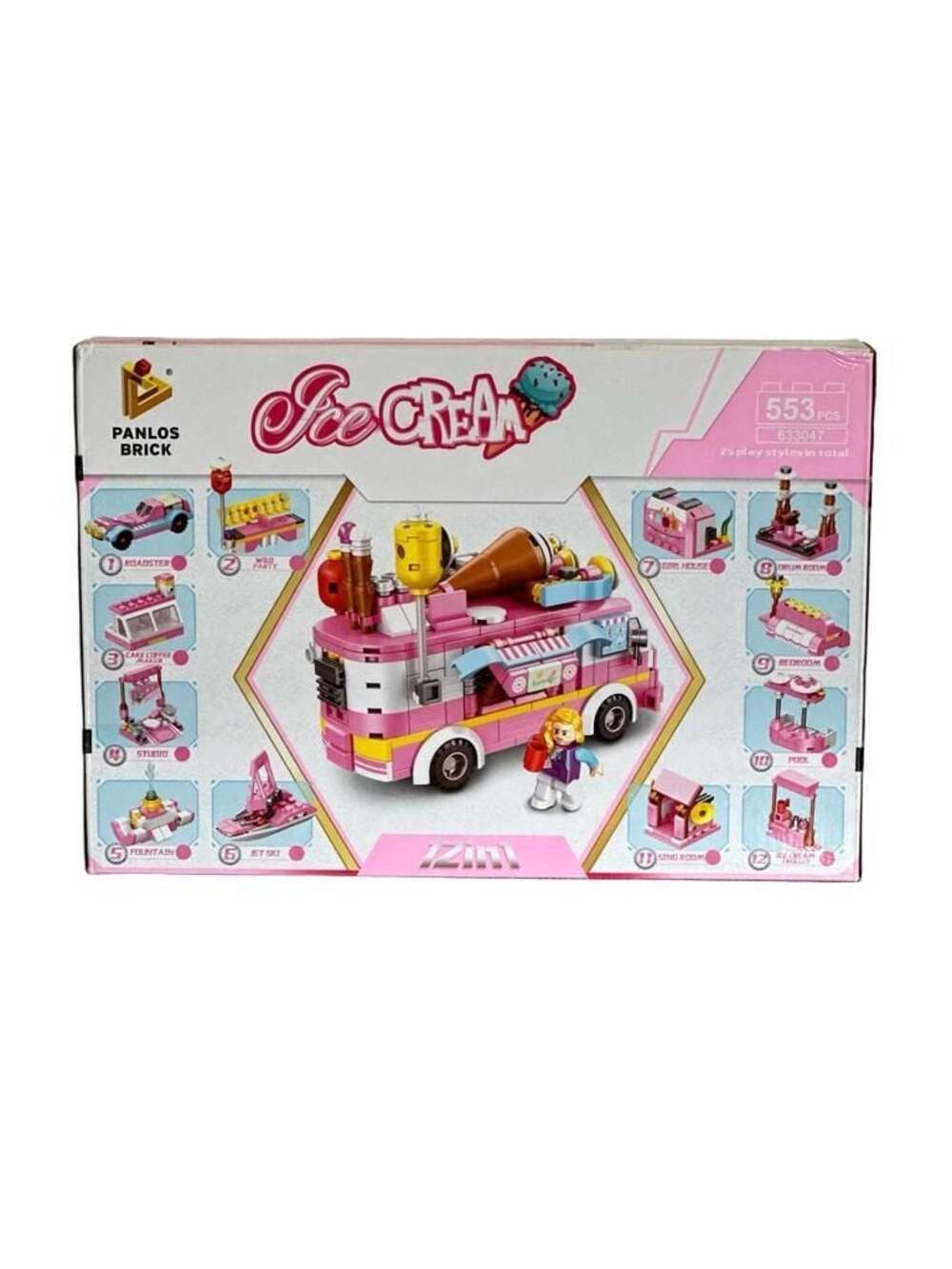 Panlos Brick 12-in-1 Ice Cream Truck Building Set 633047 (553 Pieces)